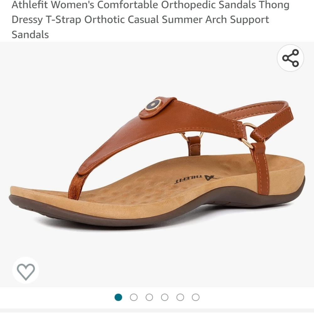 Athlefit Women's Comfortable Orthopedic Sandals Thong Dressy T-Strap Orthotic